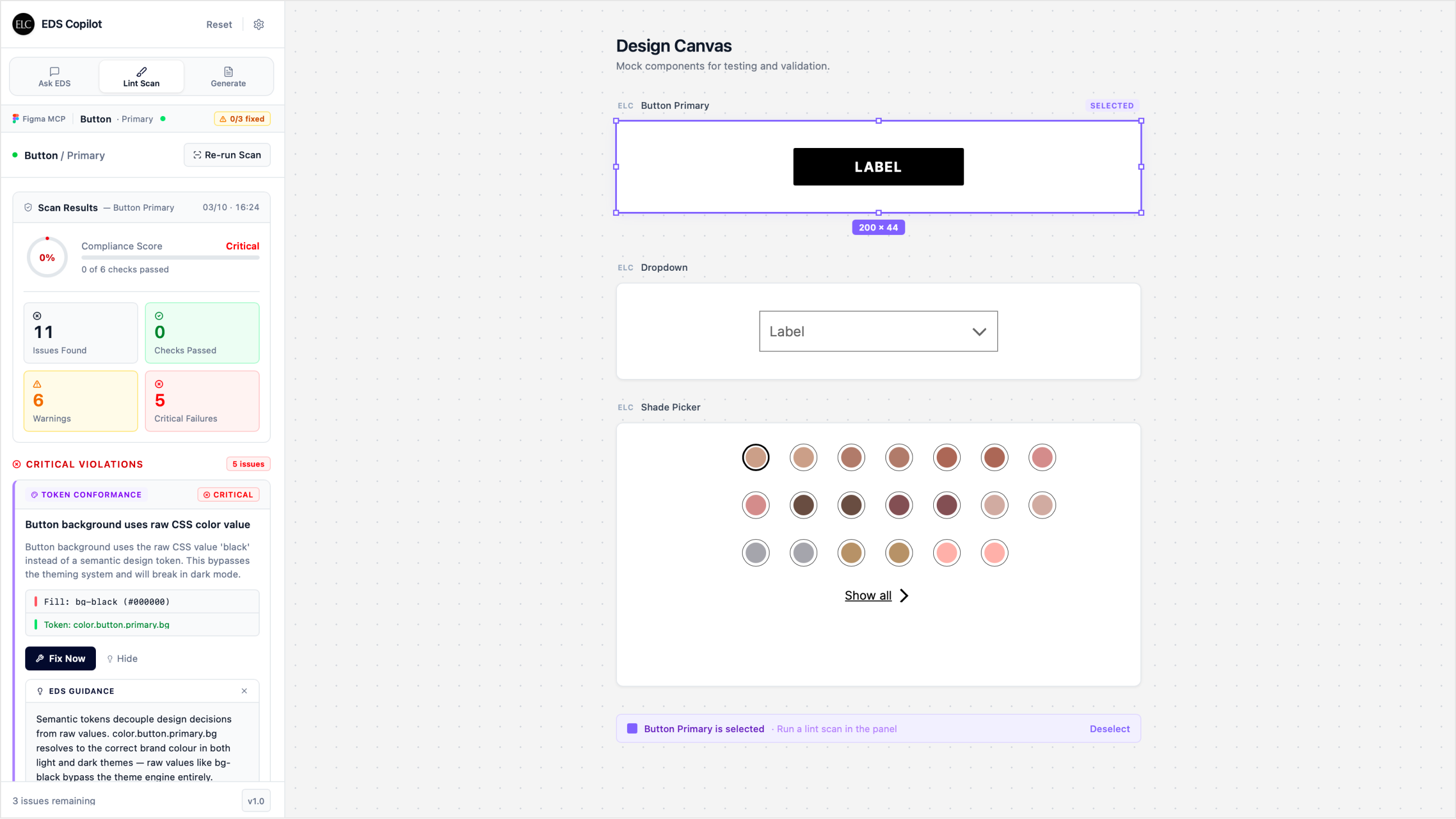Lint Scan result screen