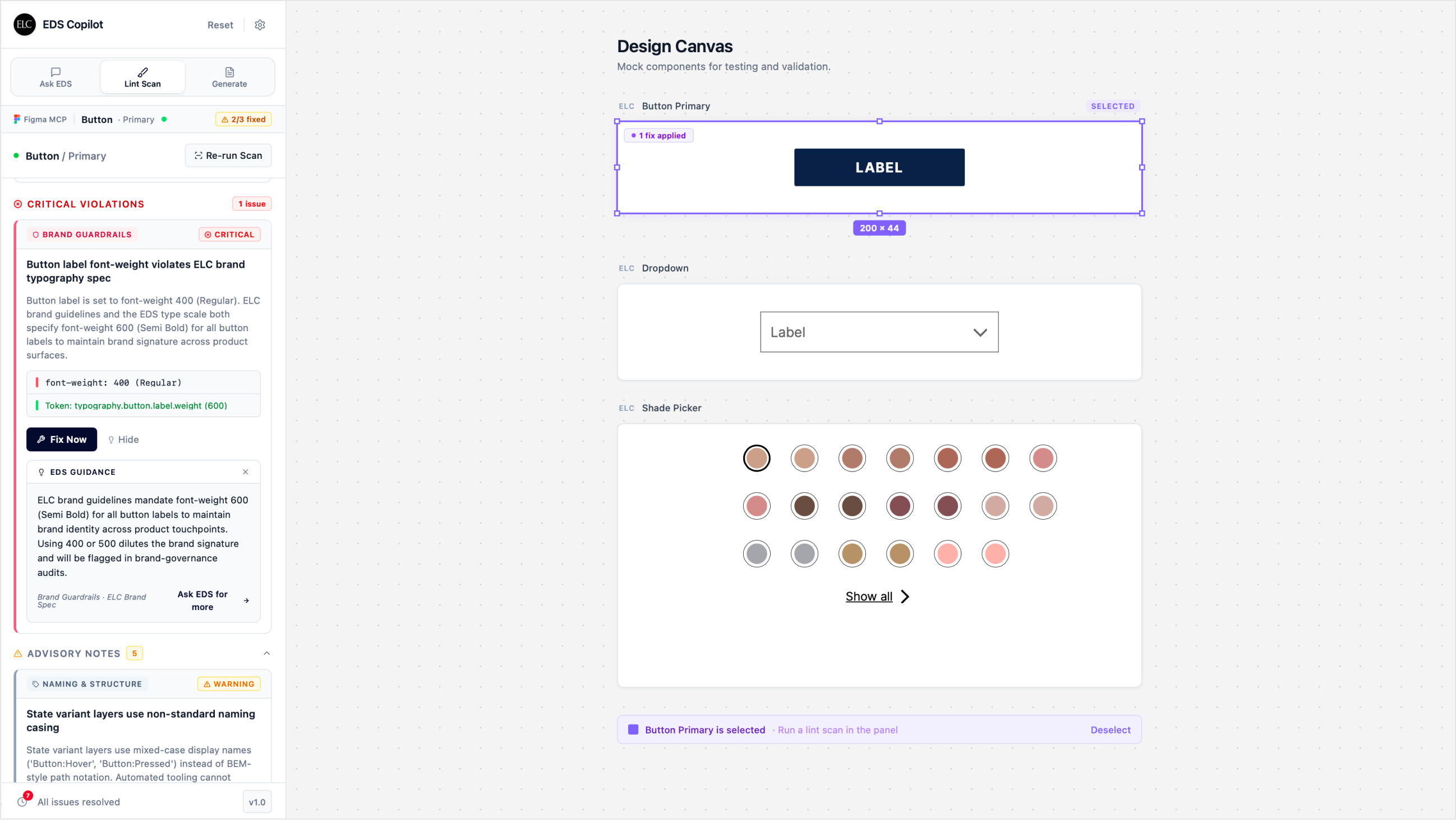 Lint Scan results hierarchy