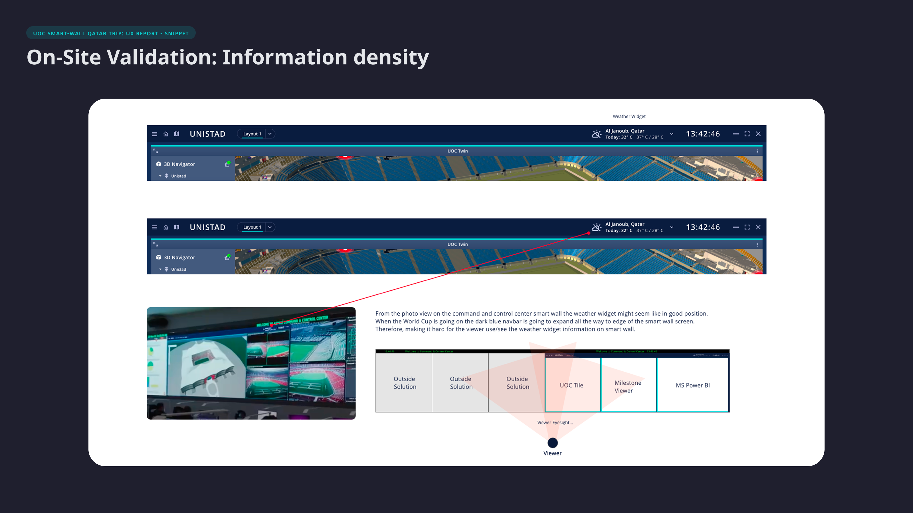 The 75-foot curved smart-wall display in the Aspire Command and Control Center during the four-day on-site validation sprint